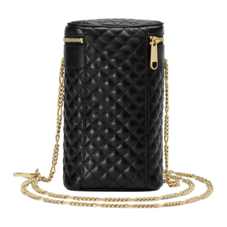 Gucci Quilted Leather Vanity Case Bag Black Gold Hardware Chain Crossbody Handbag for Women Daily Commute 572298-0YKNX-1000