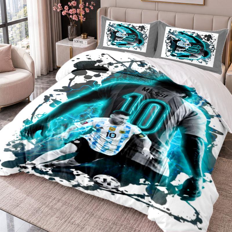 Messi 3Pcs Bedding Set Duvet Cover With Two Pillowcases For Bedroom Home Decoration
