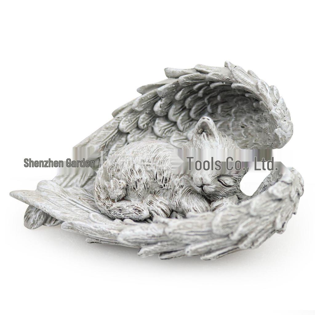Creative Pet Memorial Statue: Cartoon Angel Dog & Cat Resin Ornament