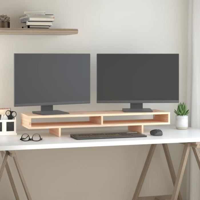 VidaXL Support pour moniteur 100x27x14 cm Bois de pin solide 814004