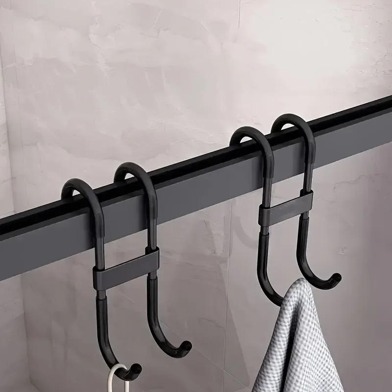 Multifunctional No-Drill Shower Glass Hanging Hook, Heavy Load Storage Hook for Towels Robes Clothes