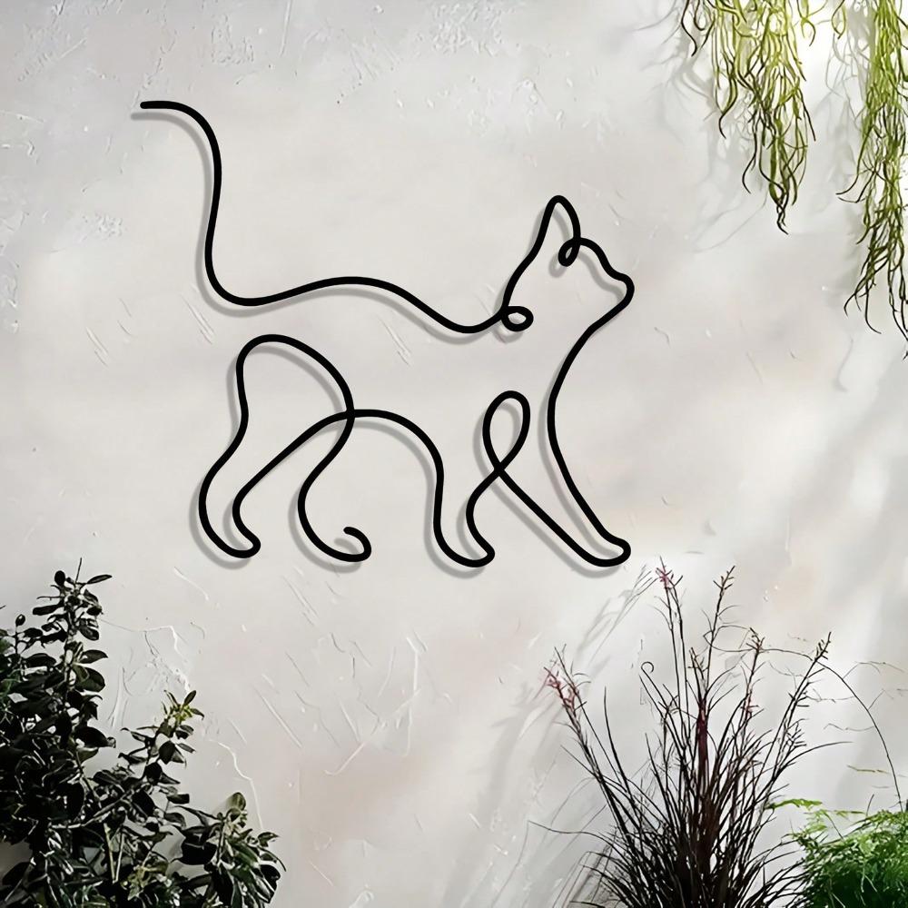 Black Metal Cat Wall Art Vintage Style Home Decor Mother's Day Gift for Cat Lovers