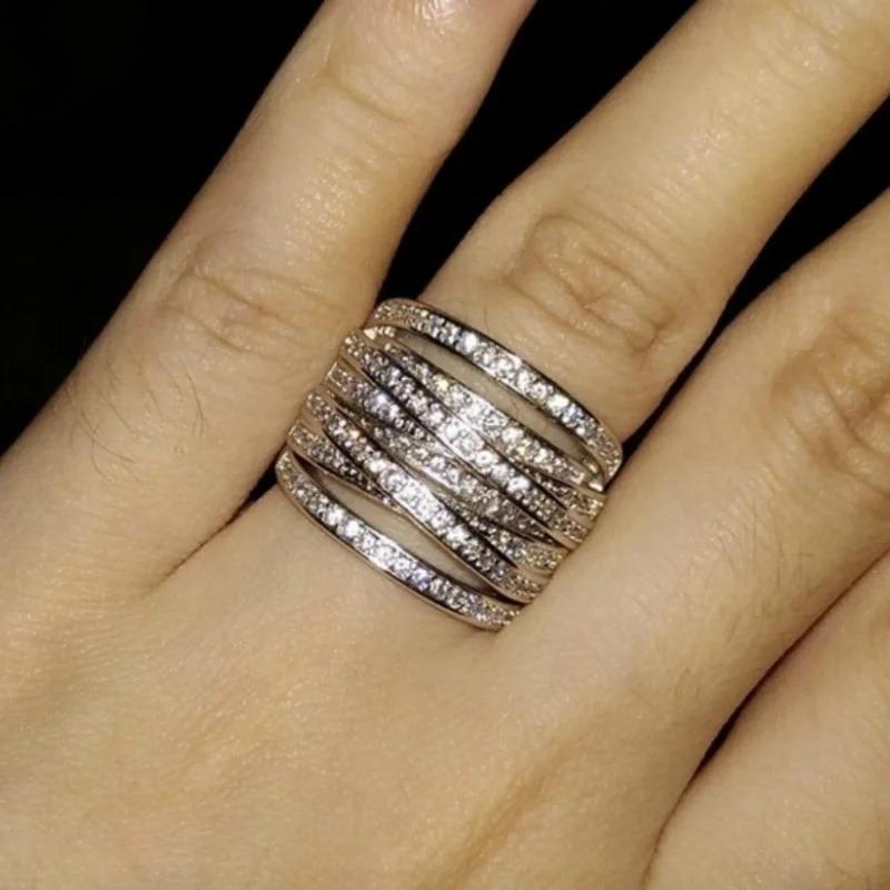 

Jianjie Circular Surround Zircon Inlaid Brilliant Rings for Women Delicate Shining Wedding Bride s Gift Fashion Accessories 11 білий