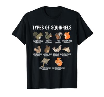Arten von Eichhörnchen-Shirts Lustige Eichhörnchen-Shirts Eichhörnchen-T-Shirts