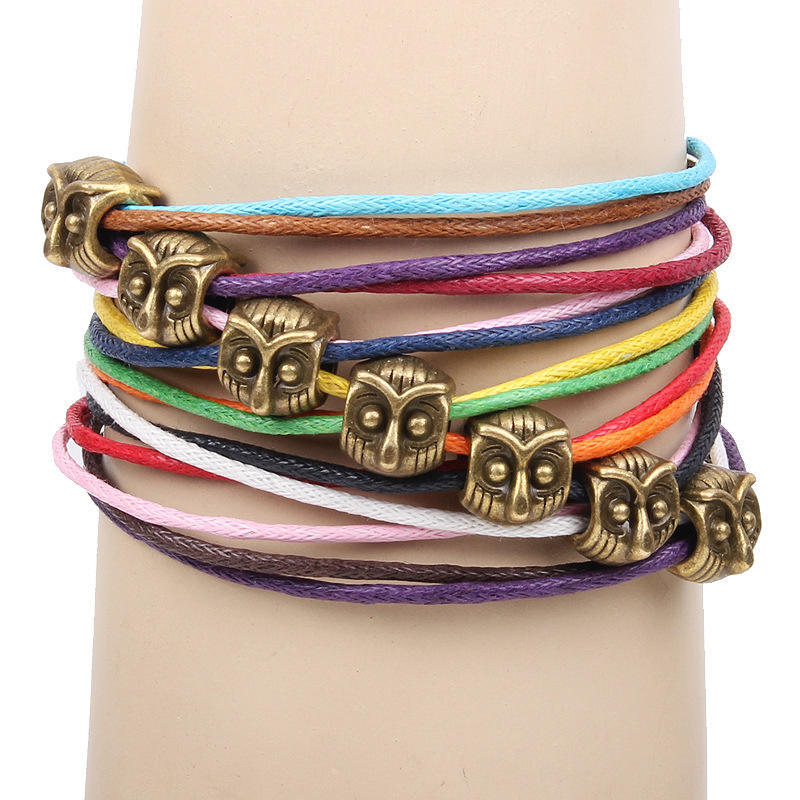 

JMXD-Owl Harajuku Jewelry Bracelet Accessories DIY Colorful Wax Rope Handmade Bracelet Woven Bracelet Versatile бронзовий