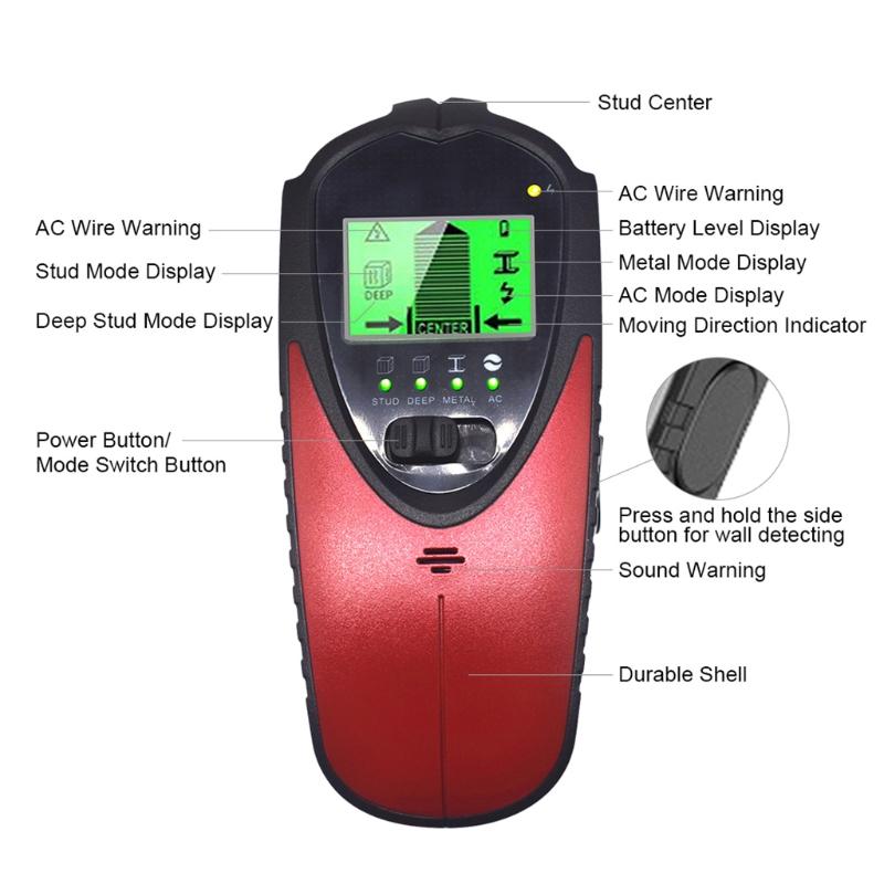 4 in 1 Electric Wood Detector Stud Finder Sensor Wall Scanner Beam Finder Center Finding Compatible for w/ Wood AC Wire