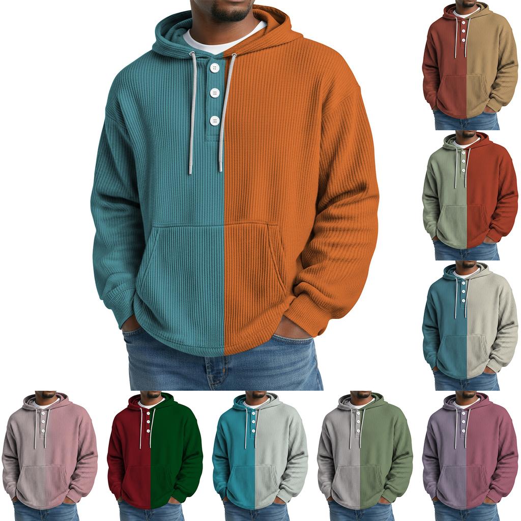 Men's Leisure Loose Three Clicks Color Clashing Hooded Hood Hoodie