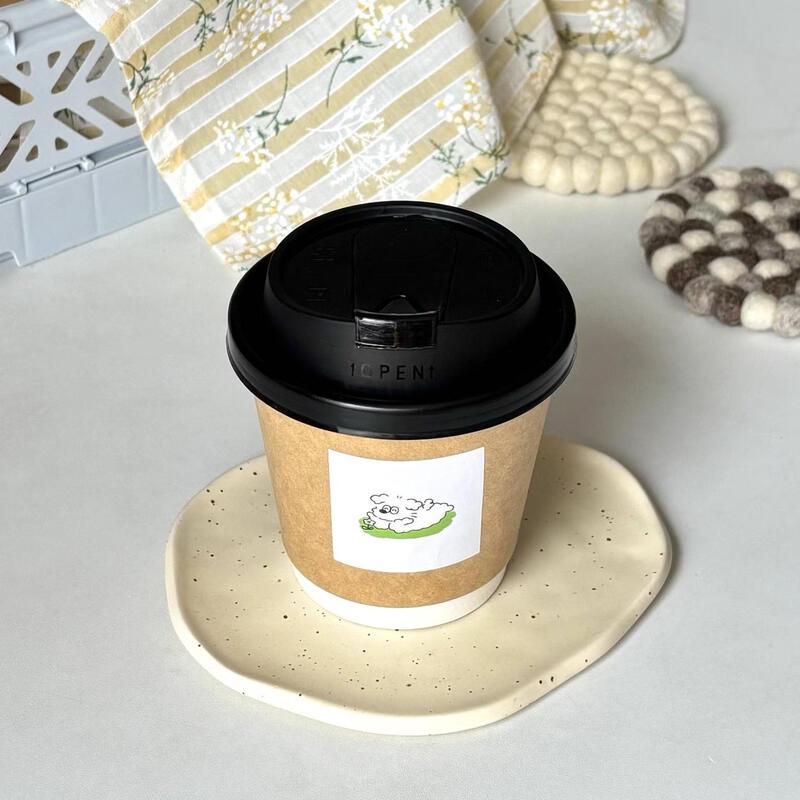 Disposable Double-Layer Kraft Paper Hot Drink Cup with Lid