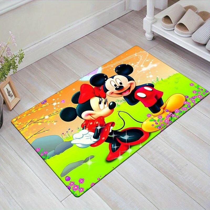 1ks Koberec s motivem Disney Mickey Mouse a Minnie, Kusový koberec, Protiskluzový koberec, Ručně pratelná podložka pod nohy, Vhodné pro obývací pokoj, ložnici, bytový dekor