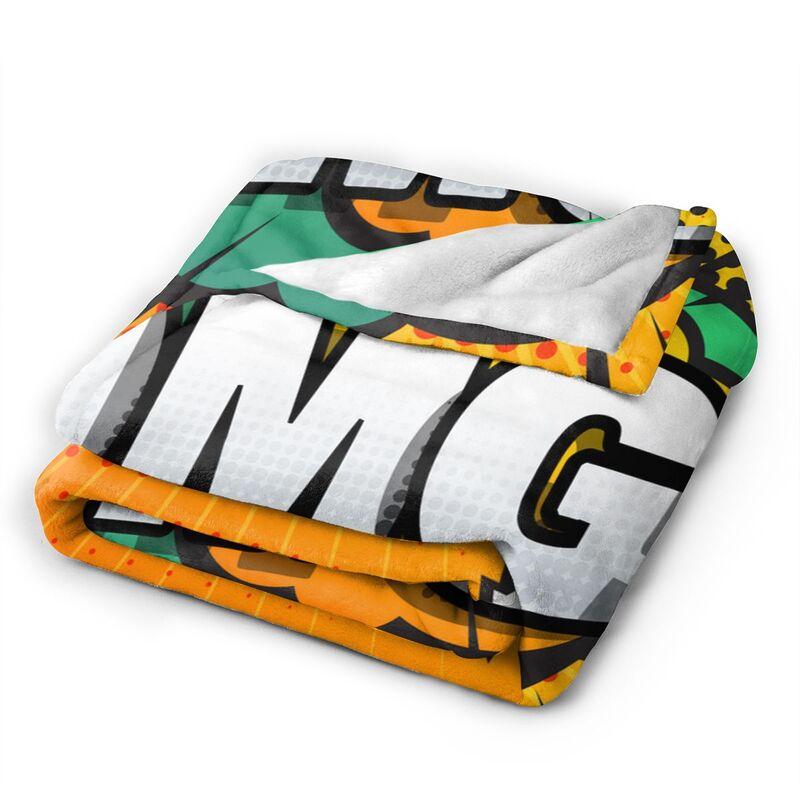 American POP Art Flannel Fleece Blanket BANG WOW POP OMG Warm Lightweight Cozy Anti-Pilling Fuzzy Blankets for Couch Bed Sofa