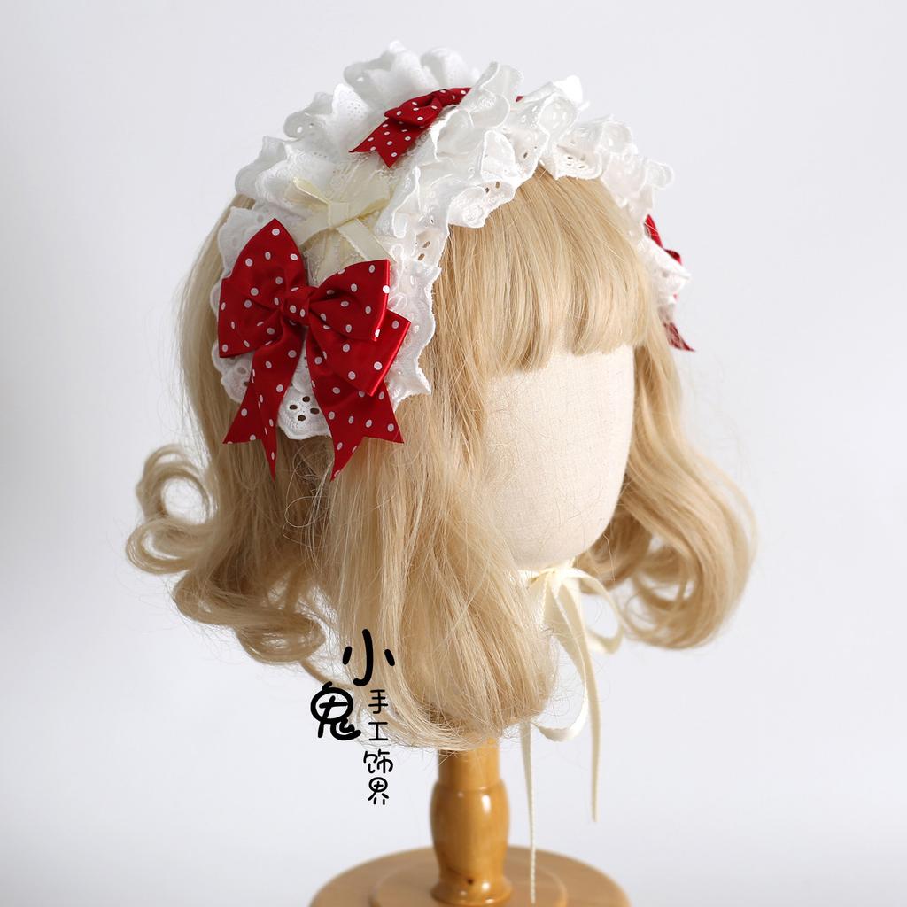 Original Lolita Strawberry Polka Dot Headband Sweet Lolita Lo Hair Accessories Cake Top Hat Hair Accessories