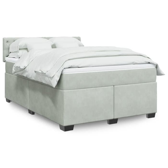 Maison Exclusive - Sommier à lattes de lit et matelas Gris clair 160x200cm Velours