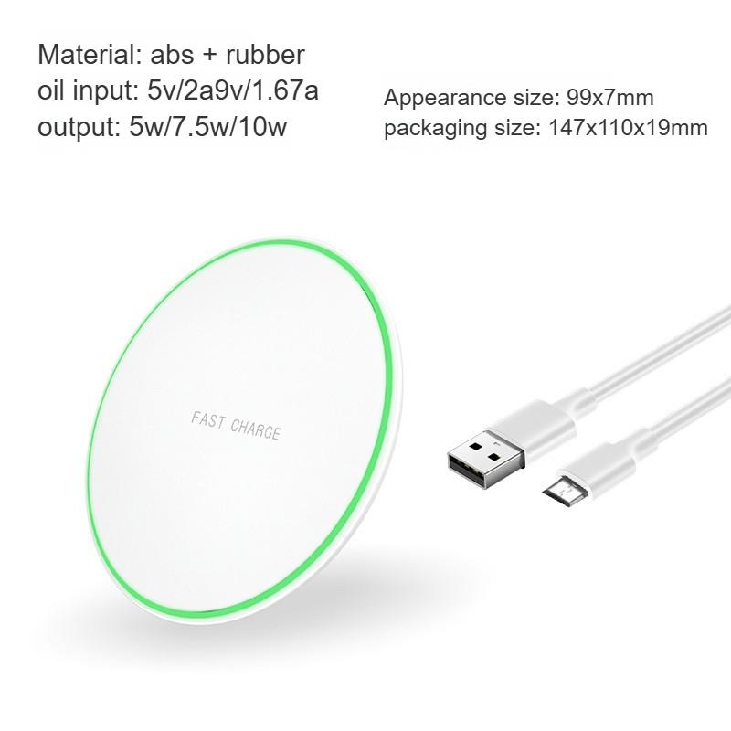 

15W Fast Wireless Charger Stand for Apple iPhone Huawei Slim Round Qi Certified Phone Charging Pad Desktop белый