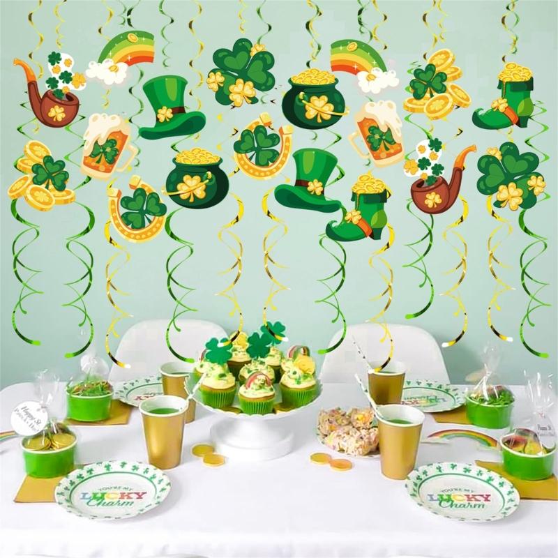 User Friendly Paper PVC Spirals Swirls Ornament for Patrick's Celebration No Tools Needed Versatile Decors