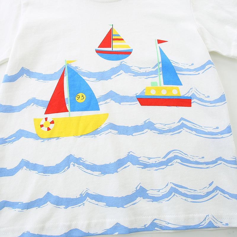 Little Maven Children's Clothing 2026 New Summer Kids Clothes Korean Children's Clothes Cartoon Sailboat Baby Boys T-shirts