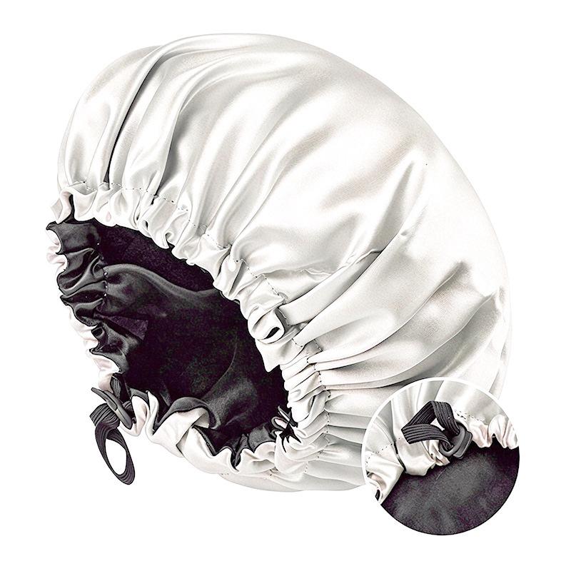 Satin nightcap double button adjustment satin nightcap, women's beauty hair care cap, shower cap