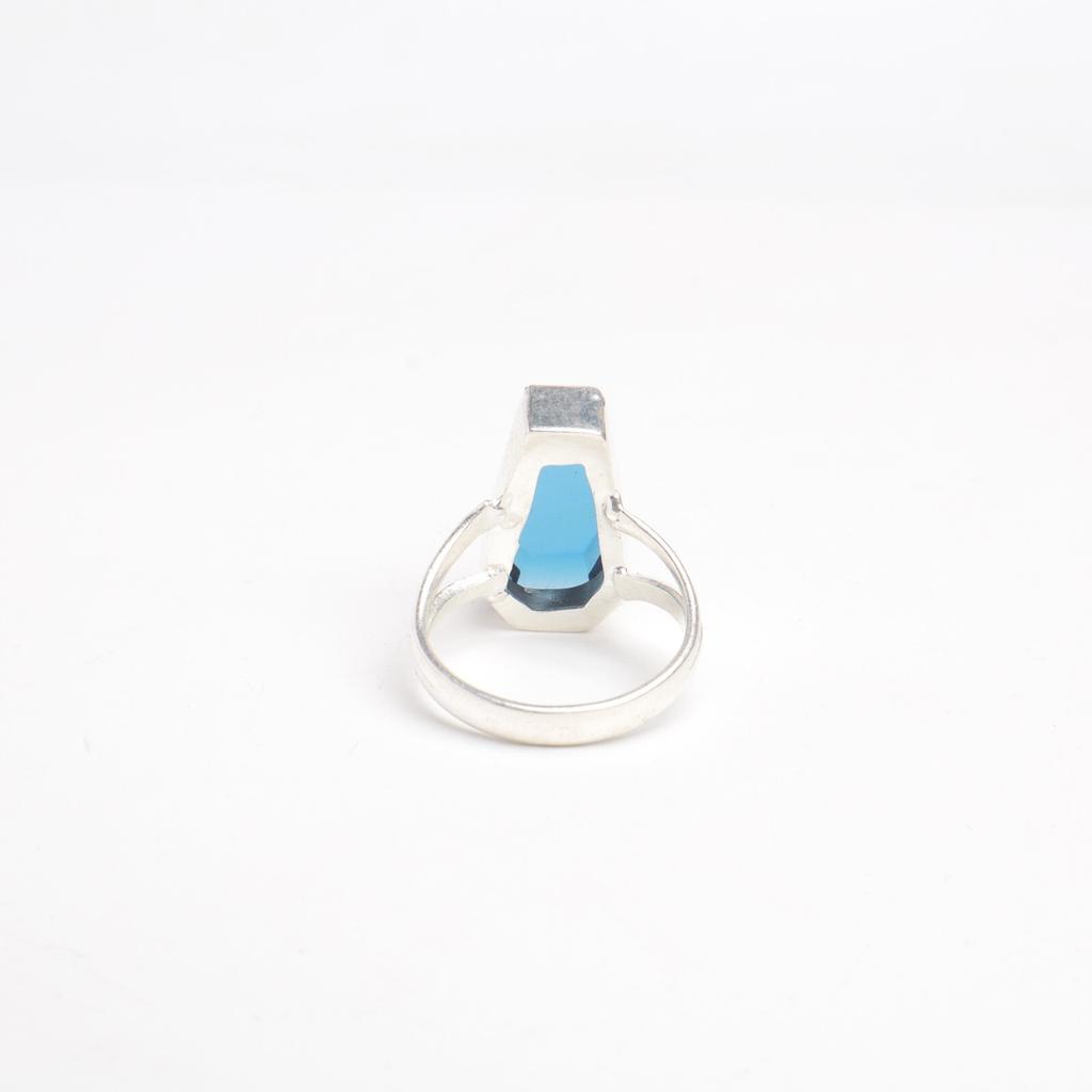 London Blue Topaz Gemstone 925 Sterling Silver Jewelry Handmade Statement Ring RR-47-1