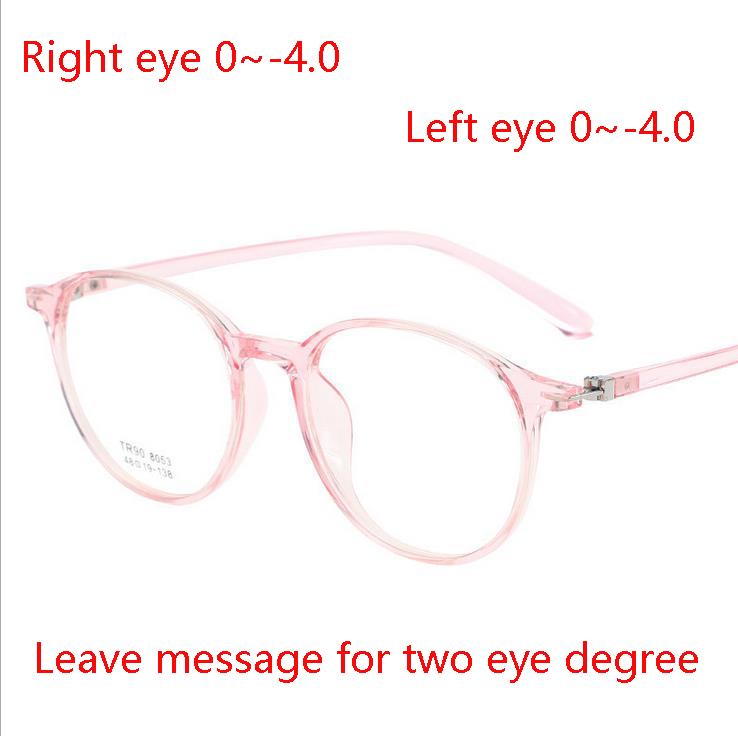 Transparent Round Nearsighted Glasses Women 1.56 Aspherical Lens Prescription Spectacle Men Diopter 0 -0.5 -1.0 To -4.0