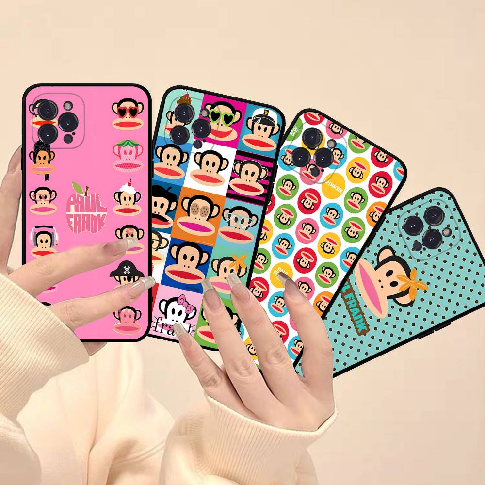 Fashion Logo P-Paul F-Frank Black Soft Phone Case For IPhone 16 15 14 13 11 12 17 Pro Max Mini Plus