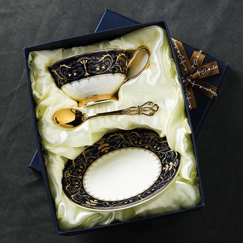 Bone China Coffee Cup Set Ceramic European Style Cups and Plates High End Afternoon Tea Set Gouteng Flower Coffee Cup Plate