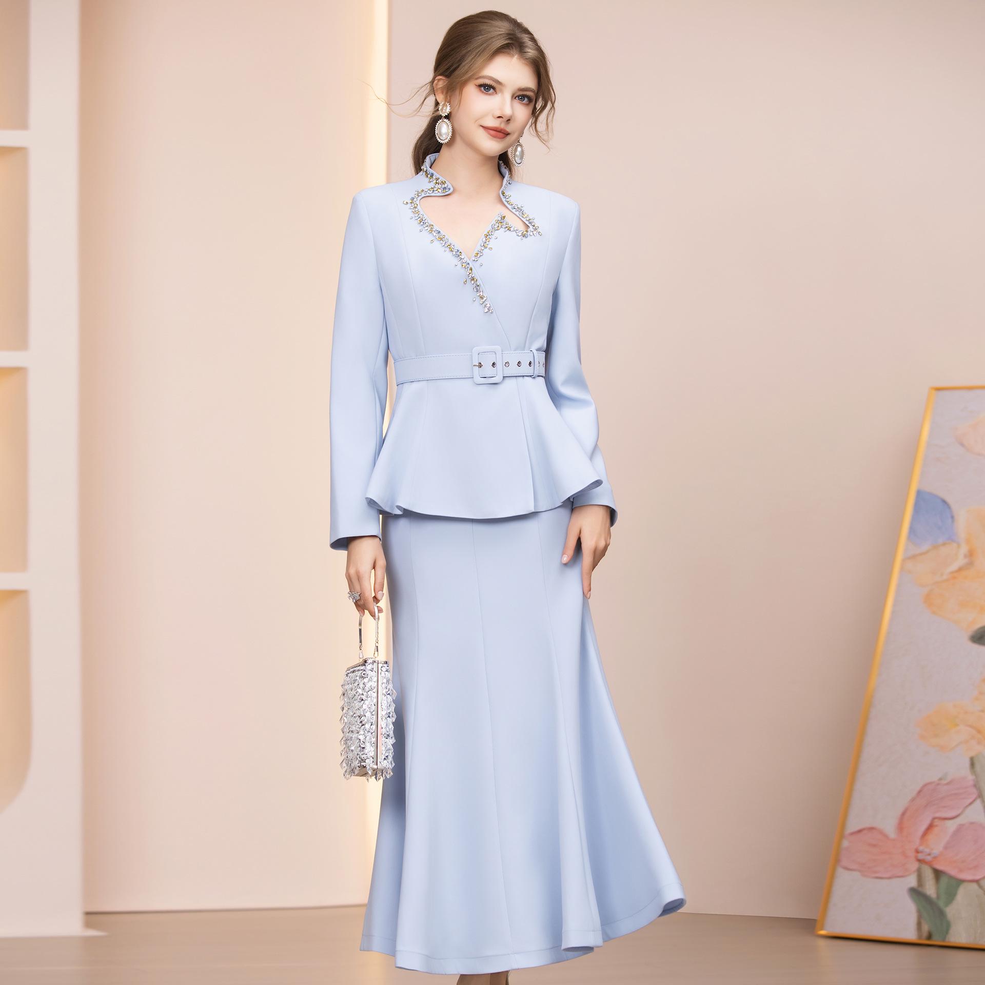 Zhi Li Women s Luxury Mermaid Skirt Suit - Elegant Spring Formalwear L