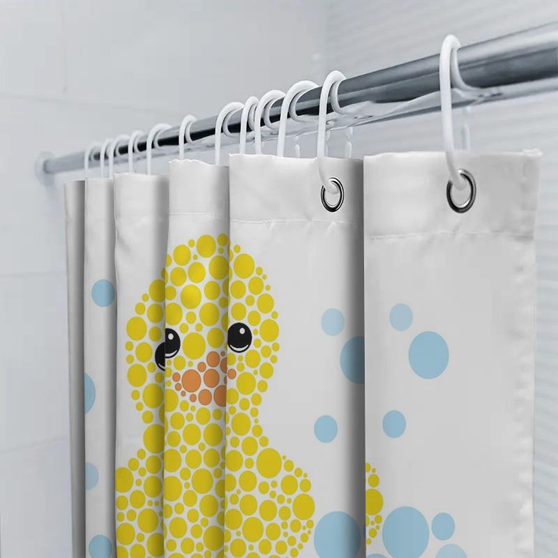 Bathroom Shower Curtain Waterproof Abstract Animal Duck Pattern Home Decor Farmhouse Style Modern Fabric Shower Liner