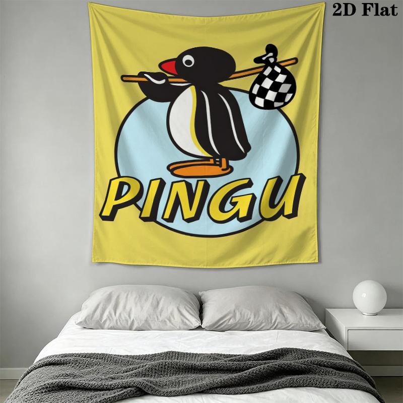 PINGU Wall Tapestry Aesthetic Wall Hanging Printed Fabric Blanket Decorative Tapestries for Bedroom Living Room Home Decor
