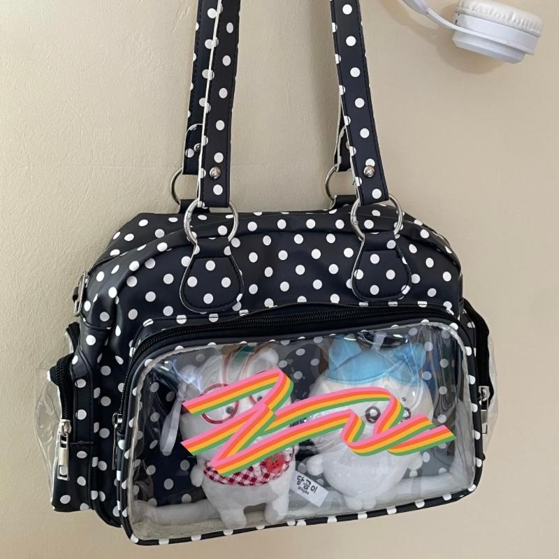 New Y2K Polka Dot Anime Ita Bag Two-dimensional Shoulder Bag Cute Girl Transparent Crossbody Bag Otaku DIY Comic Display Handbag