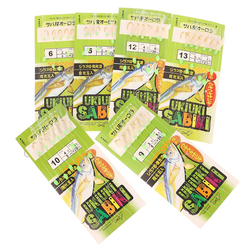 6Pcs/Pack Fish Hook White Fish Skin Bionic String Hook Real Fishing Skin Tinsel Carp Sea Rigs Gang Tackles Baits