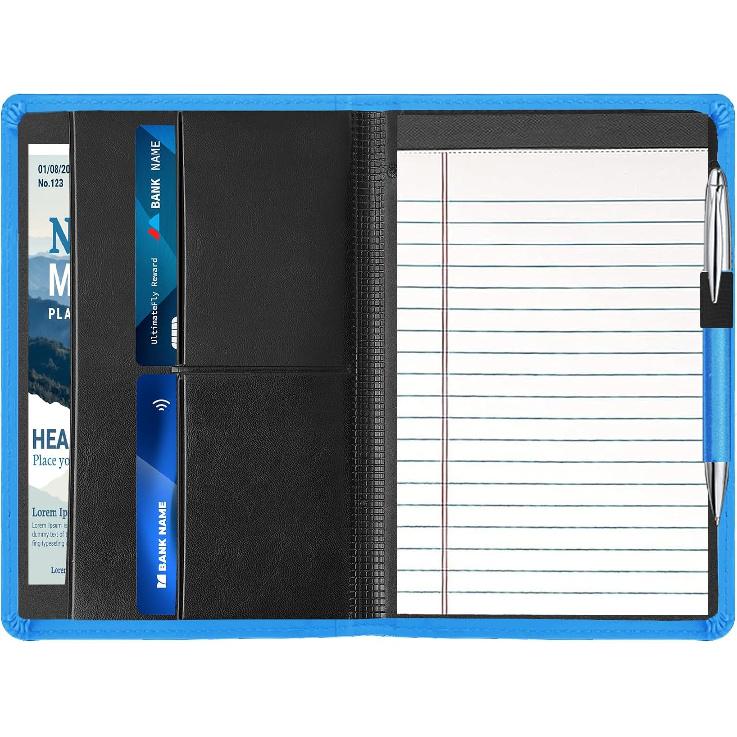 A5 Padfolio Business Portfolio Folder,Junior Size Document Folder Organizer, Padfolio with Interior Pocket and Pen Loop, 5 x 8 Writing Pad Included