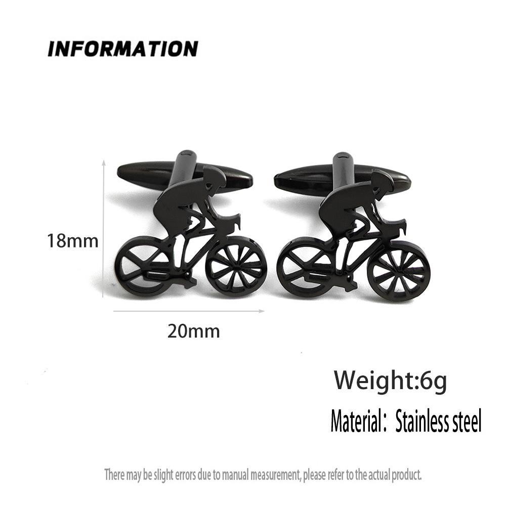 Gemelos bañados en oro de ciclista, puños de acero inoxidable negro, accesorios de botones para camisa de hombre, vestimenta formal de negocios