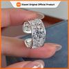 BF CLUB 925 Sterling Rings for Women Simple Geometric Handmade Irregular Flower Pattern Ring Allergy For Birthday Gift