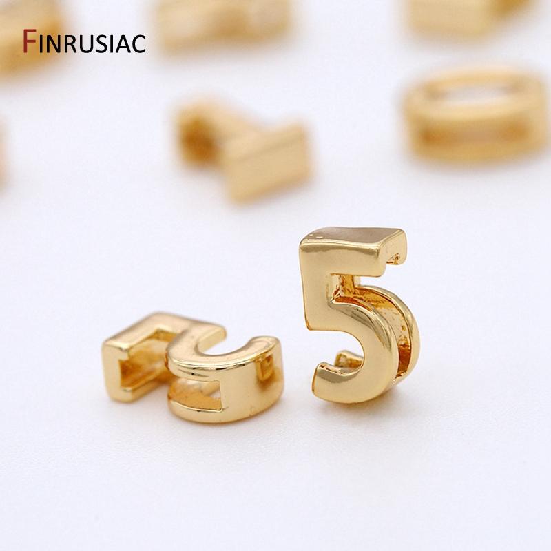 Simple Number 0-9 Number Beads Pendant For Beaded Bracelet Jewelry Making, Gold Plated Handmade DIY Beads Jewelry Accessories