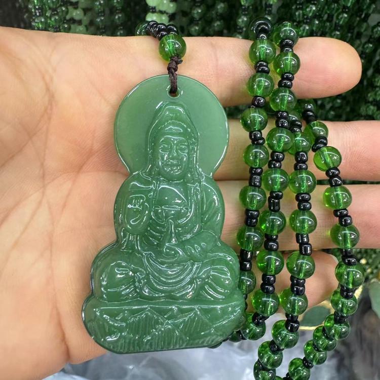 Imitace aventurínu Svetrový náhrdelník - Design zelí Guanyin od značek Wu Shi a Dragon & Phoenix