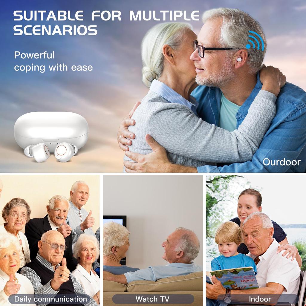 Cross-Border CIC In-Ear Hearing Aid with Magnetic Charging, Sound Amplifier, and Fingerprint Touch for the Elderly