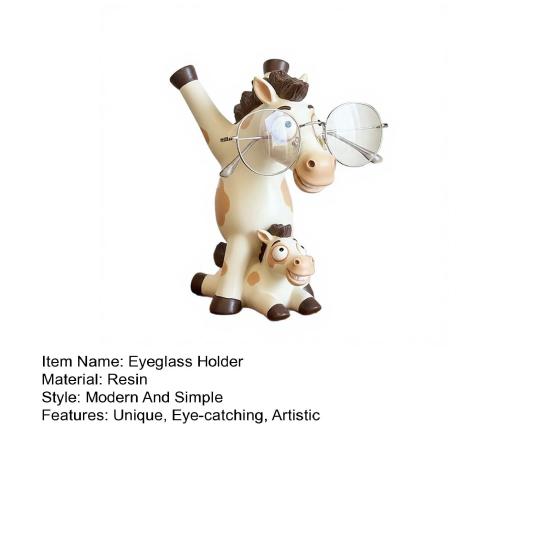 Cute Horse Glasses Holder Resin Animal Eyeglass Display Stand Novelty Horse Desk Ornament for Home Office Nightstand Table Decor