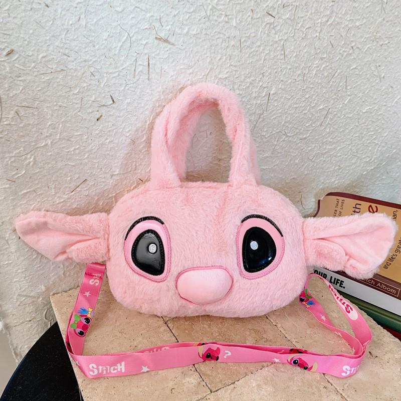 Pickerr Sanrio Stitch Plush Cartoon Handbag: Cute, Versatile Children's Crossbody Coin Purse. roze