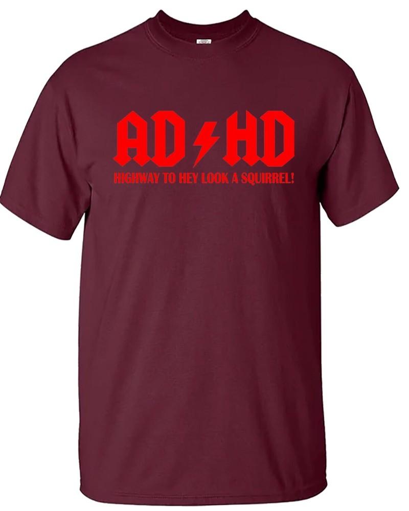 ADHS Autobahn zum Hey schau ein Eichhörnchen T-Shirt Herren Lustiges ADHS ADSR Tee Top