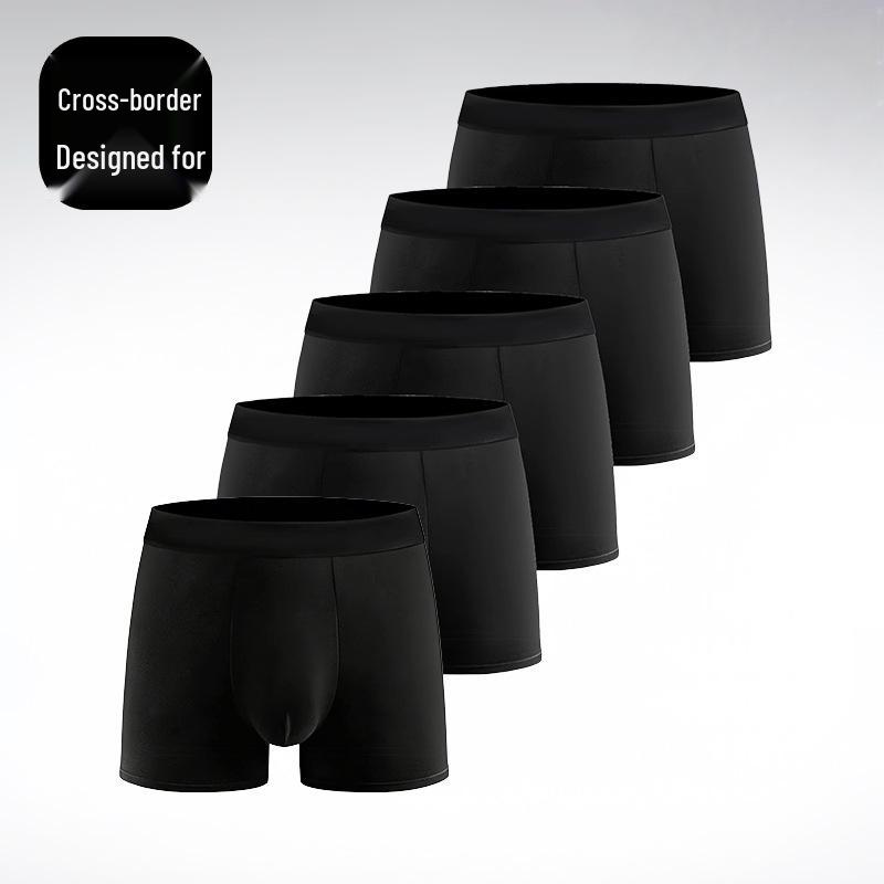Men's Mid-Waist Solid Color Boxer Briefs, European and American Sizes, Sports Fit