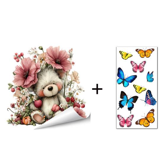 Spring Flower Wreath Window Cling Tulip/Sunflower/Rose Flower Static PVC Sticker Removable Glass Decals for Home Office Shop