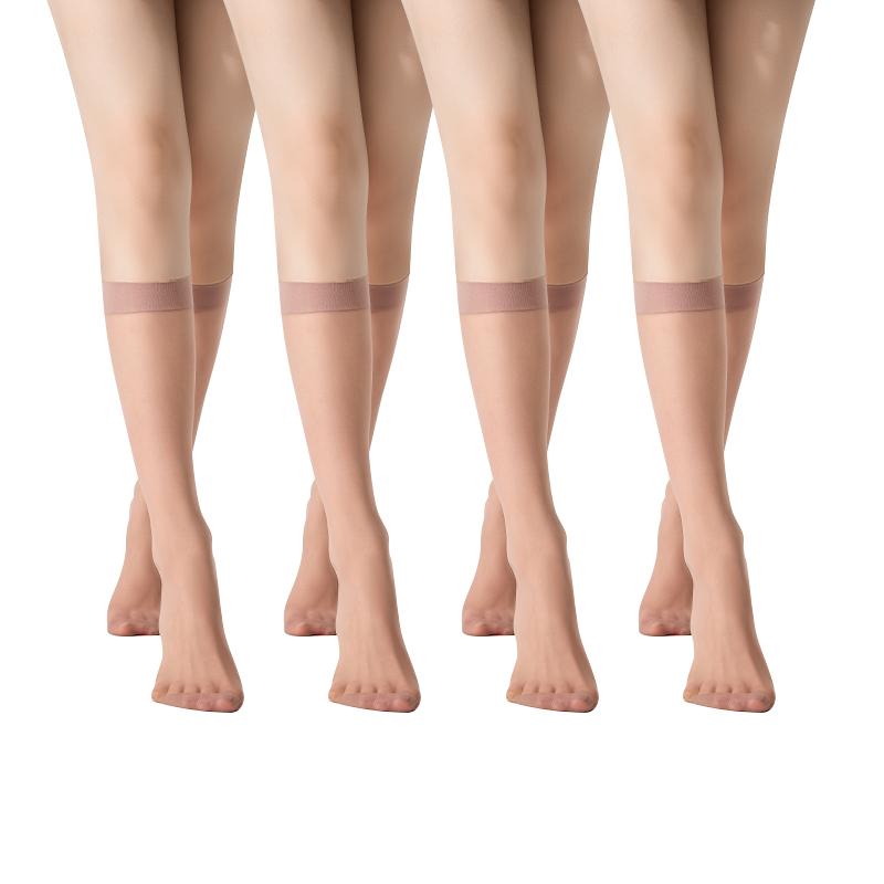 4 Paar Mittlere Strümpfe Sommer Atmungsaktiv Ultradünne Kniestrümpfe Transparente Nylonstrümpfe Jk Cosplay Wadensocken Sets One Size 40-70 KG beige
