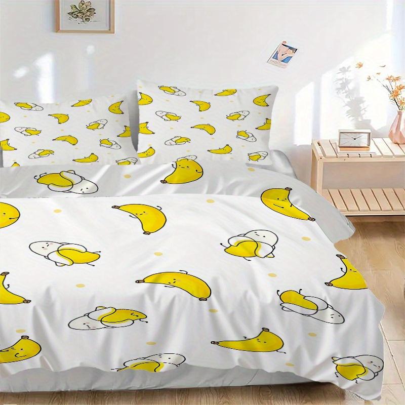 3pcs Banana Pattern Bedding Set, Breathable and Soft, Suitable for All Seasons, Ideal for Home Use, Suitable for Bedroom Decor 21112