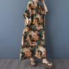 Women's Vintage Long Dress with Cotton and Linen Patterns
