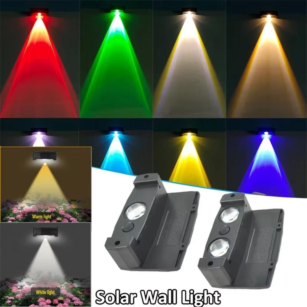 Waterproof Solar Wall Light Plastic Dimmable LED Outdoor Spotlight Solar Powered Colorful Light Porch Illumination Light