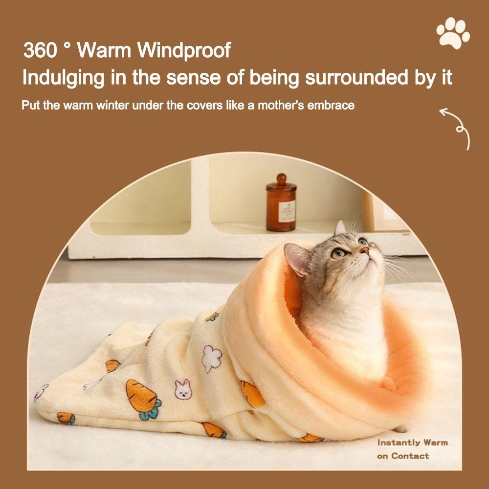 Plush Cat Sleeping Bag Thickened Kitten Quilt Bed Cute Cat Cave Bed  Pet Supplies