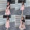 Pink Little Dress With Knit Fabric And Tiedye Design For Youths