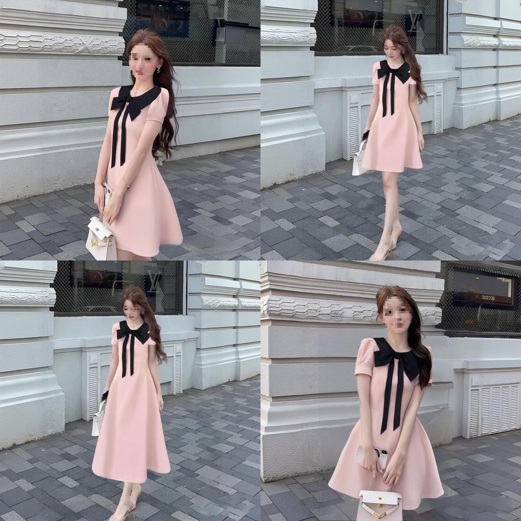 Pink Little Dress With Knit Fabric And Tiedye Design For Youths