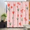 Tulip and Dragonfly Shower Curtain - Vibrant Floral & Insect Design, Polyester Bathroom Decor, 12 Hooks