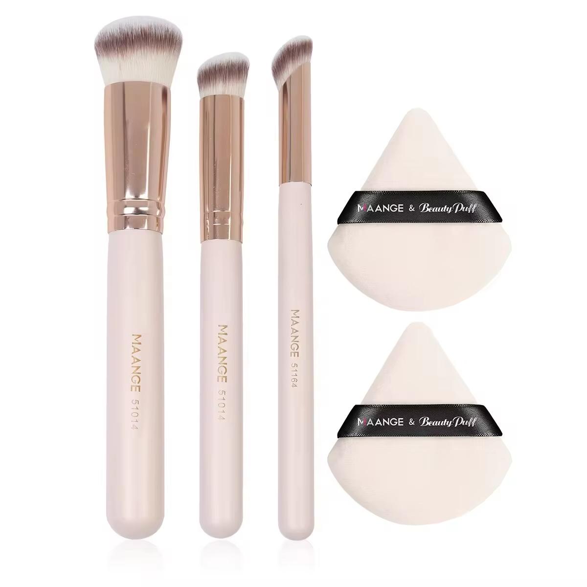 

3PCS Makeup Brush Set+2 Triangular Powder Puffs Set Concealer Eyeshadow Special Brush Blending Beauty Professional Tool