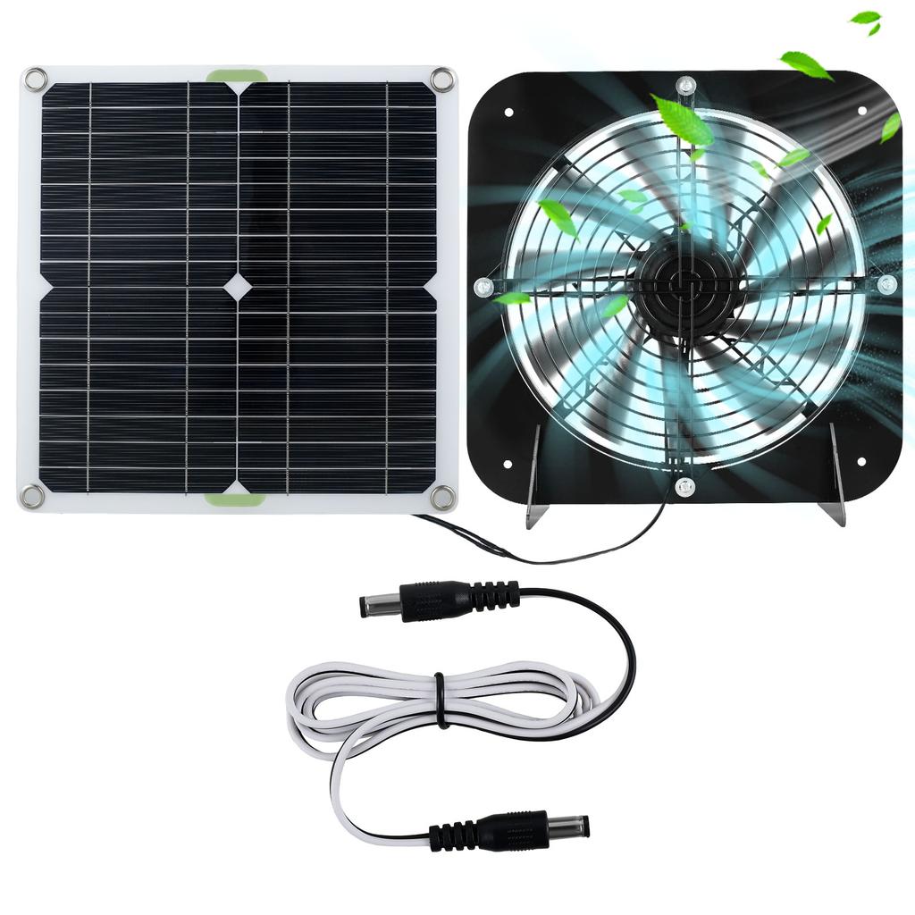 Kit de Ventilador de Panel Solar 13.5 pulgadas 100W Impermeable Ventilador de Extracción Alimentado por Energía Solar 3000rpm Autoajustable Refrigeración de Alta Eficiencia Pollo